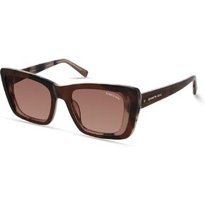 Kenneth Cole New York Women's KC5145F Square Sunglasses, Shiny Light Brown/Gradient Brown, 51/19/140