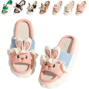 Women Slippers Slides Cute Cow/Bunny/Pig Cartoon Cotton Slippers Memory Foam House Bedroom Slippers for Womens