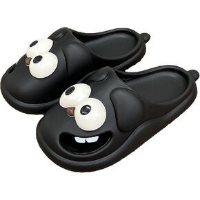 Summer Big Eye Dog Slippers, Unisex Cute Cartoon Comfy Slippers, Indoor Bathroom Comfy Flat Slide Shoes, Non-Slip Lightweight Shower Beach Pool Outdoor Slides