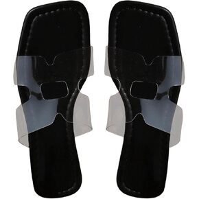 GORGLITTER Women's H Sandals Clear Flat Sandals Cut Out Open Toe Slide Sandals