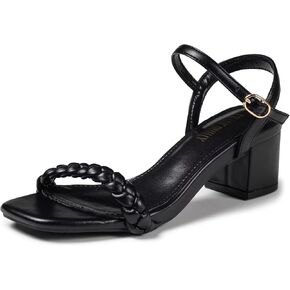 Frank Mully Women's Braided Sandal Heels Ankle Strap Comfortable Blocked Heeled Sandals Square Open Toe Cute Prom Pump Sandals Shoes