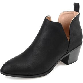 Journee Collection Womens Lola Bootie with Almond-Toe and Deep V Cut-Outs