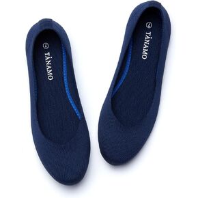 Women's Flat Ballet Shoes Knit Flat Shoes for Women Round Toe Slip on women flats for Dressy Casual Office Work Wedding Comfort Soft Dark Blue