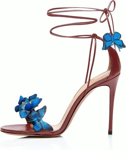 Fashion Women Stiletto High Heel Shoes with Butterfly Decorations Lace up Summer Dress Sandals Size 5-12 US in Saudi Arabia