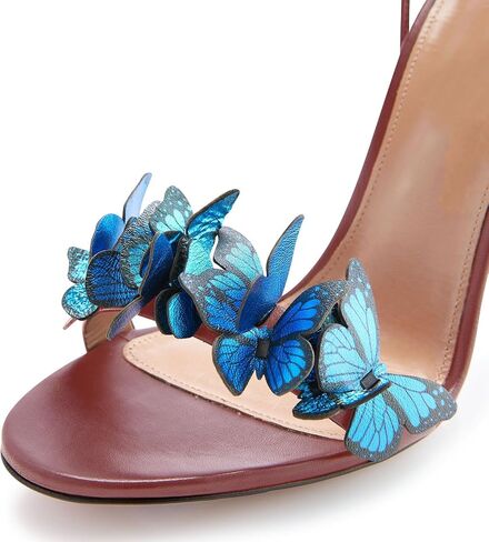 Fashion Women Stiletto High Heel Shoes with Butterfly Decorations Lace up Summer Dress Sandals Size 5-12 US in Saudi Arabia