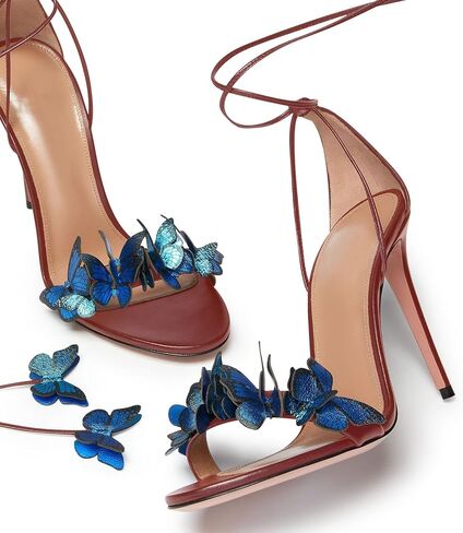 Fashion Women Stiletto High Heel Shoes with Butterfly Decorations Lace up Summer Dress Sandals Size 5-12 US in Saudi Arabia