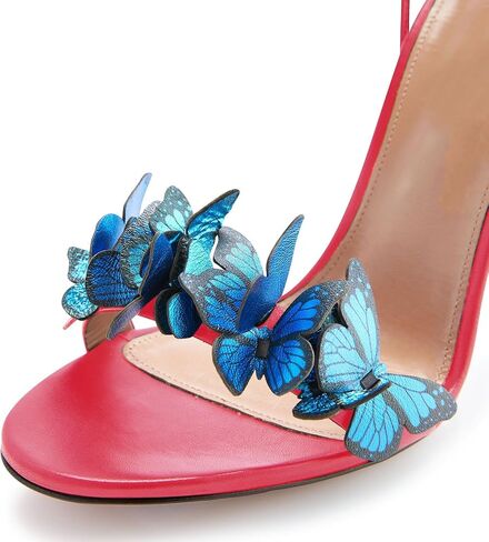 Fashion Women Stiletto High Heel Shoes with Butterfly Decorations Lace up Summer Dress Sandals Size 5-12 US in Saudi Arabia