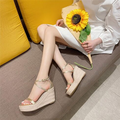 Platform High Heels Medium Width Comfortable Wedge Sandals for Women Dressy Espadrilles Wedding Summer in Saudi Arabia