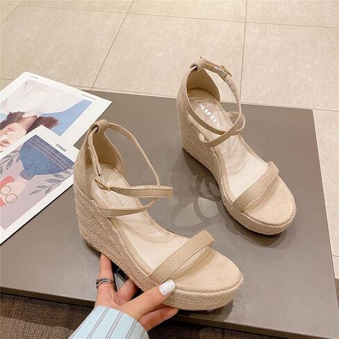 Platform High Heels Medium Width Comfortable Wedge Sandals for Women Dressy Espadrilles Wedding Summer in Saudi Arabia