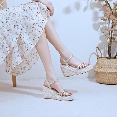Platform High Heels Medium Width Comfortable Wedge Sandals for Women Dressy Espadrilles Wedding Summer in Saudi Arabia