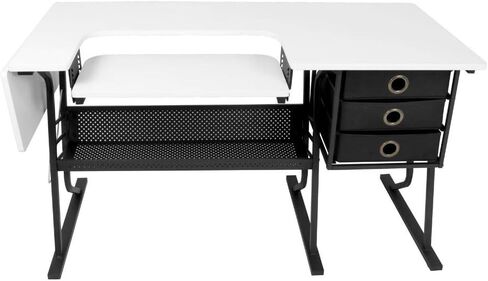 Sew Ready Eclipse Ultra Hobby Machine Top Storage Drawers + Large Lower Shelf-Can Also Be Used as Computer Desk Sewing Table, Black/White in Saudi Arabia