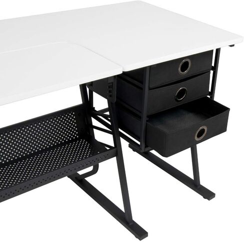 Sew Ready Eclipse Ultra Hobby Machine Top Storage Drawers + Large Lower Shelf-Can Also Be Used as Computer Desk Sewing Table, Black/White in Saudi Arabia
