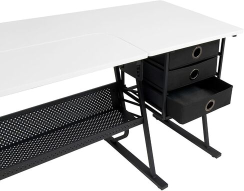 Sew Ready Eclipse Ultra Hobby Machine Top Storage Drawers + Large Lower Shelf-Can Also Be Used as Computer Desk Sewing Table, Black/White in Saudi Arabia