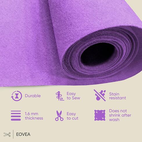 Eovea - Acrylic Felt Fabric by The Yard - 72" Inch Wide -1.6mm Solid Thick | Non-Stiff Soft Craft Supplies | Sewing, Cushion and Padding, Decorations,DIY Arts & Crafts(Heather Grey, Half Yard) in Kuwait