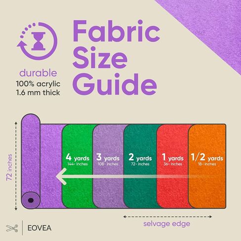 Eovea - Acrylic Felt Fabric by The Yard - 72" Inch Wide -1.6mm Solid Thick | Non-Stiff Soft Craft Supplies | Sewing, Cushion and Padding, Decorations,DIY Arts & Crafts(Heather Grey, Half Yard) in Kuwait