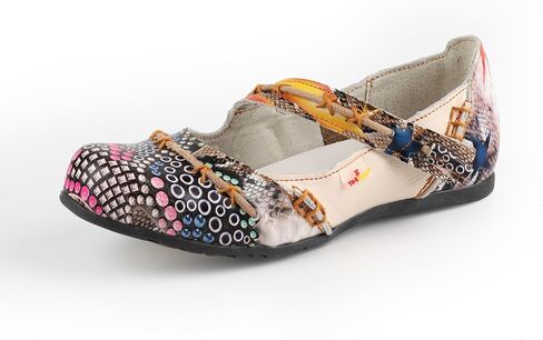 TMA EYES Multicolor Stitching Flat Soft Sole Unique Walking Style Women Shoes in Saudi Arabia