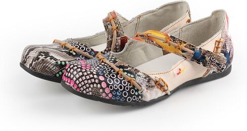 TMA EYES Multicolor Stitching Flat Soft Sole Unique Walking Style Women Shoes in Saudi Arabia