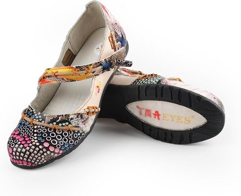 TMA EYES Multicolor Stitching Flat Soft Sole Unique Walking Style Women Shoes in Saudi Arabia