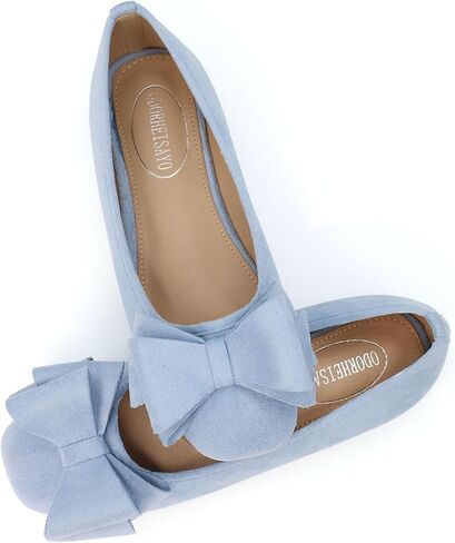 Bowknot Flats Shoes Women Comfortable Dressy Women's Flats Square Toe Casual Slip on Flats for Women in Saudi Arabia