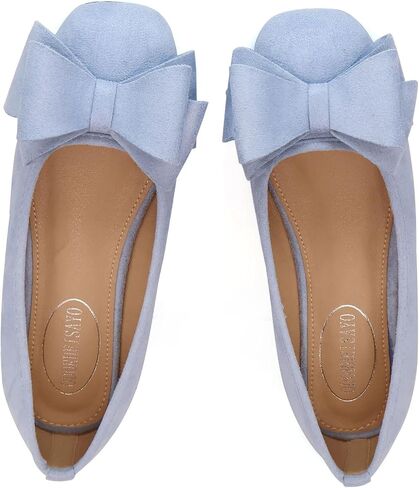 Bowknot Flats Shoes Women Comfortable Dressy Women's Flats Square Toe Casual Slip on Flats for Women in Saudi Arabia