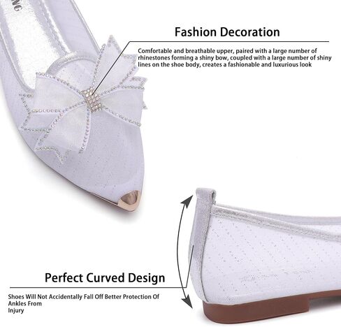Women's Rhinestone Ballet Flat Shoes Mesh Flat Shoes Pointed Mesh Flat Shoes in Saudi Arabia