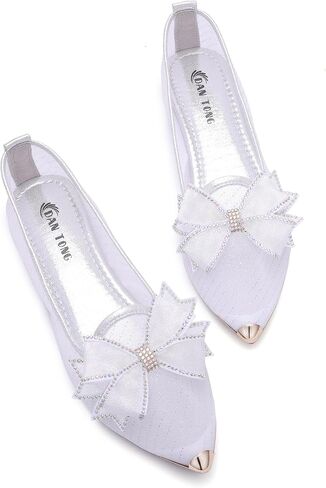 Women's Rhinestone Ballet Flat Shoes Mesh Flat Shoes Pointed Mesh Flat Shoes in Saudi Arabia