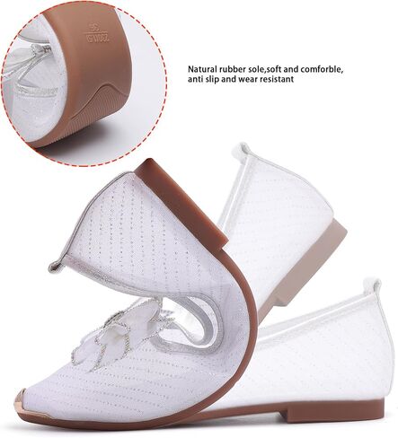 Women's Rhinestone Ballet Flat Shoes Mesh Flat Shoes Pointed Mesh Flat Shoes in Saudi Arabia