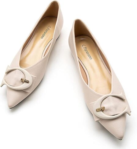 سي بارافانو حذاء مسطح للنساء | باليه للأحذية النسائية | حذاء مسطح بمقدمة مدببة | أحذية جلدية مسطحة للنساء | أحذية نسائية مسطحة سهلة الارتداء | حذاء مسطح للعمل للنساء (مقاس 8.5، أبيض) in Kuwait