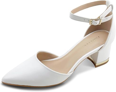 Women's Pointed Toe Low Chunky Heels Pump Shoes, Comfortable Heels for Women, Chunky Ankle Strap Dress Pumps Shoes for Wedding Office Party in Saudi Arabia