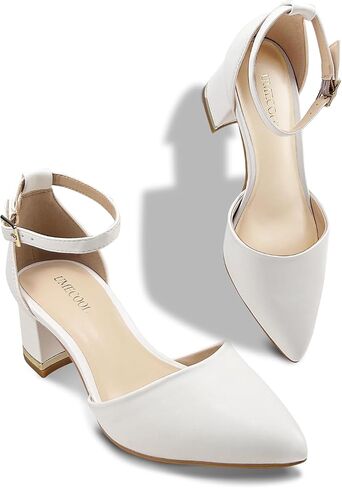 Women's Pointed Toe Low Chunky Heels Pump Shoes, Comfortable Heels for Women, Chunky Ankle Strap Dress Pumps Shoes for Wedding Office Party in Saudi Arabia