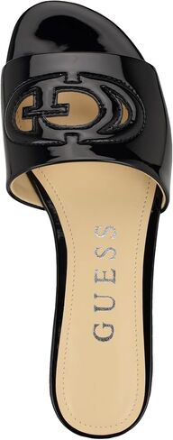 Guess Women's TASHIA Flat Sandal, Black Patent 002, 11 in Saudi Arabia