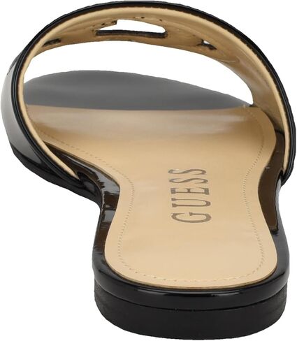 Guess Women's TASHIA Flat Sandal, Black Patent 002, 11 in Saudi Arabia