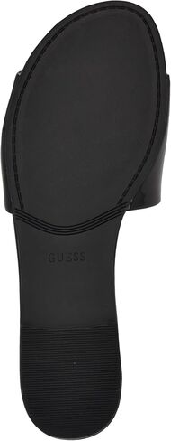 Guess Women's TASHIA Flat Sandal, Black Patent 002, 11 in Saudi Arabia