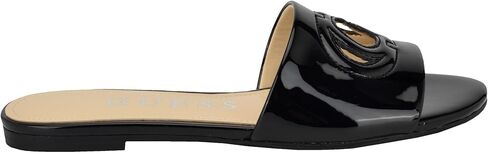 Guess Women's TASHIA Flat Sandal, Black Patent 002, 11 in Saudi Arabia