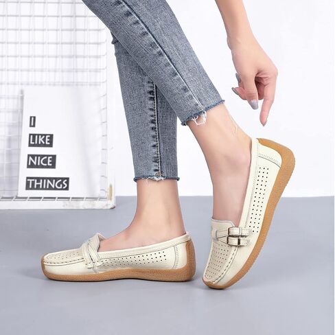 Women's Comfort Leather Loafers Casual Wild Driving Flats Anti-Collision Moccasins Soft Daily Walking Shoes in Saudi Arabia