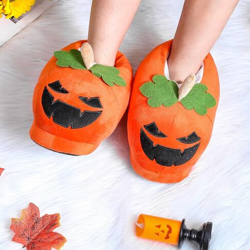 Meanplan هالوين اليقطين النعال النساء الكرتون الوجه النعال الشتاء داخلي غامض أحذية المنزل الخريف عيد الشكر هدايا عيد الميلاد للفتيات السيدات in Kuwait