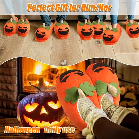 Meanplan هالوين اليقطين النعال النساء الكرتون الوجه النعال الشتاء داخلي غامض أحذية المنزل الخريف عيد الشكر هدايا عيد الميلاد للفتيات السيدات in Kuwait