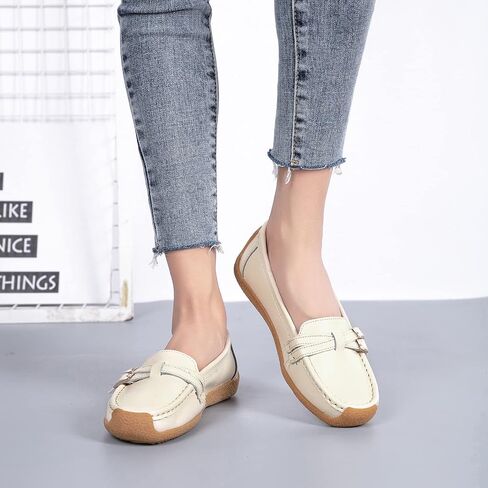 Women's Comfort Leather Loafers Casual Wild Driving Flats Anti-Collision Moccasins Soft Daily Walking Shoes in Saudi Arabia