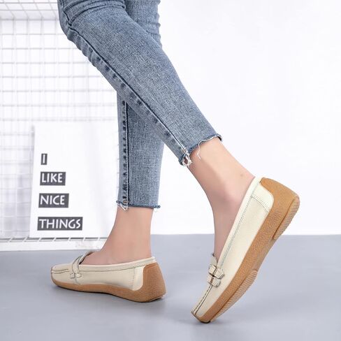Women's Comfort Leather Loafers Casual Wild Driving Flats Anti-Collision Moccasins Soft Daily Walking Shoes in Saudi Arabia