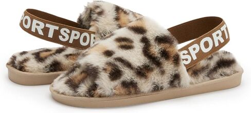 Slipper with Strap for Women,Fuzzy Slide Sandal Shoes Fluffy Faux Fur Womens House Bedroom Plush Open Toe Warm Comfy Cozy Indoor Outdoor Slippers in Saudi Arabia