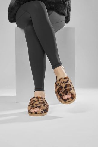 Slipper with Strap for Women,Fuzzy Slide Sandal Shoes Fluffy Faux Fur Womens House Bedroom Plush Open Toe Warm Comfy Cozy Indoor Outdoor Slippers in Saudi Arabia