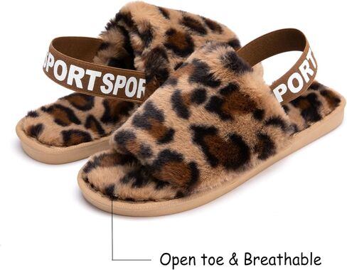Slipper with Strap for Women,Fuzzy Slide Sandal Shoes Fluffy Faux Fur Womens House Bedroom Plush Open Toe Warm Comfy Cozy Indoor Outdoor Slippers in Saudi Arabia