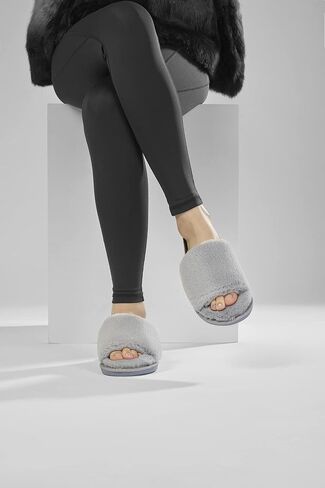 Slipper with Strap for Women,Fuzzy Slide Sandal Shoes Fluffy Faux Fur Womens House Bedroom Plush Open Toe Warm Comfy Cozy Indoor Outdoor Slippers in Saudi Arabia