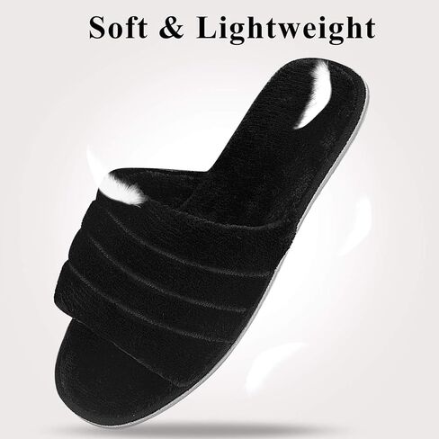 DL Women's Memory Foam Open Toe Slide Slippers with Cozy Terry Lining, Slip on House Shoes Spa Mules Sandals with Indoor Outdoor Rubber Sole in Saudi Arabia