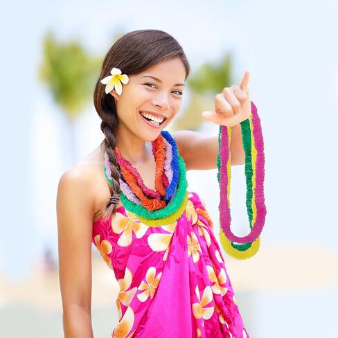 قلادة Luau Carnation Leis البلاستيكية من شركة Dreidel، تصميمات زهور متنوعة من الزهور الاستوائية، متعة الحفلات، 81.28 سم (48 حزمة) in Kuwait