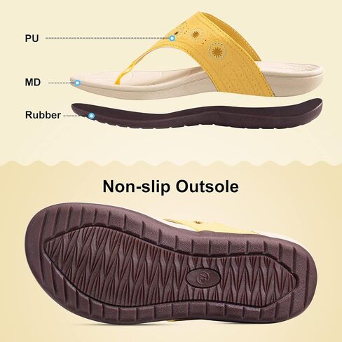 HAOLIRA Flip Flops for Women with Arch Support Summer Beach Thong Wedge Sandals Ladies Casual Indoor Outdoor Rhinestone Flat Sandal (WM2 Yellow 42/US 10) in Saudi Arabia