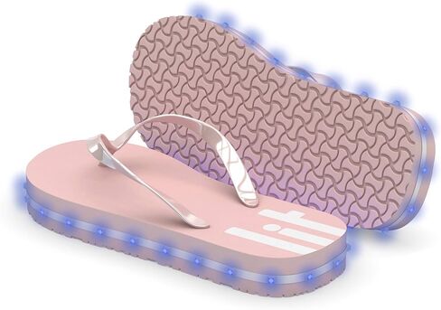 Women's LED Lighted Flip-Flop Sandals with Double USB Recharging Cable Pink in Saudi Arabia