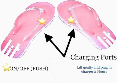 Women's LED Lighted Flip-Flop Sandals with Double USB Recharging Cable Pink in Saudi Arabia