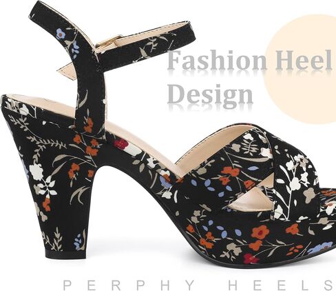 Perphy Platform Heel Slingback Floral Heels Sandals for Women in Saudi Arabia