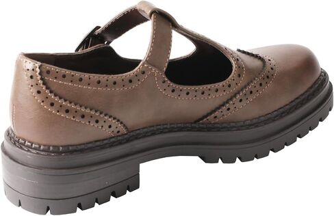TMA EYES Chunky Platform T-Strap Hollowed-Out Loafer Vintage Round Toe Women's Single Shoes in Saudi Arabia